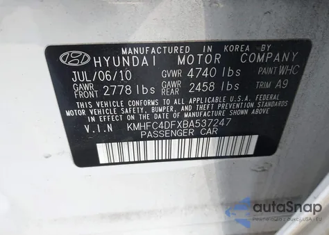 2011 Hyundai Azera Limited from USA, damaged, VIN KMHFC4DFXBA537247